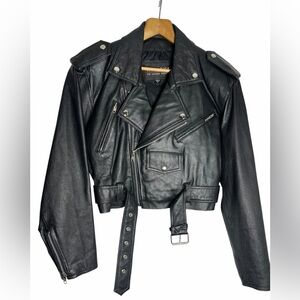 Wilsons Leather Classic Black Moto Crop Jacket